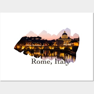 Rome, Italy: The Romantic City at Night Posters and Art